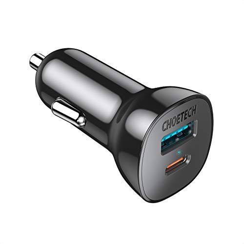 USB C Car Charger,CHOETECH 36W 2-Port Fast USB Car Charger 18W Power Delivery&Quick Charge 3.0 for iPhone 12/12 Pro Max/12 Mini/11 Pro Max/XS Max/SE,Galaxy Note 20/S20,Pixel 5/4/3 XL,iPad Pro,AirPods
