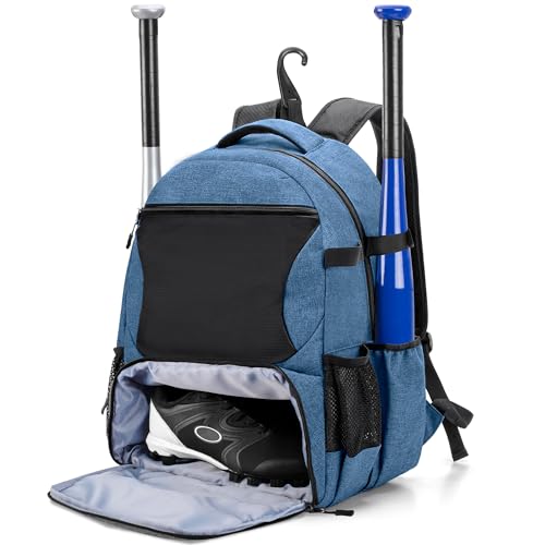 DSLEAF Baseball Backpack for 4 Bats, Softball Bat Bag with Large Shoe Space