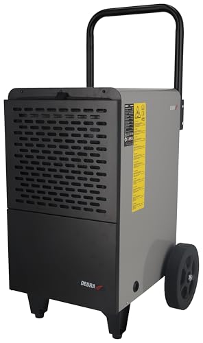 DEDRA Bautrockner Bau-Luftentfeuchter 750 W 50 L/24 h Beh. 7 l Anzeige, sehr effizient bis zu 180 m² unerwünschte Feuchtigkeit aus Räumen entfernt, automatische Abtaufunktion, waschbarer Netzfilter
