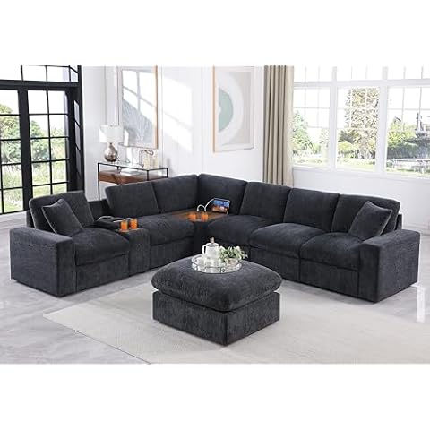 Devion Furniture Living Room Sofa Set for 4 Seater with Console, Perfect for Apartment, Airbnb, Playroom Cover