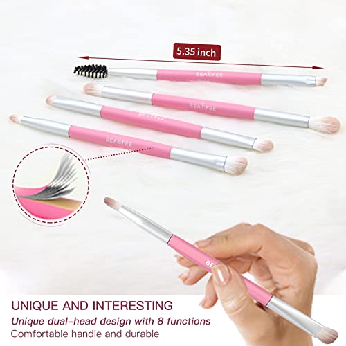Eyeshadow Brush Set Double Sided Makeup Brushes 4 Pcs 8 Heads Eyebrow Brush For Makeup Portable Eye Powder Foundation Eyeliner Brush Eye Shape Kit For Even Precise Blending Brush Applicator #TOP5