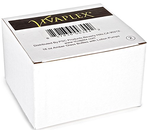 Vivaplex, 2, Large, 16 Oz, Empty, Amber Glass Bottles With Black Lotion Pumps #TOP1