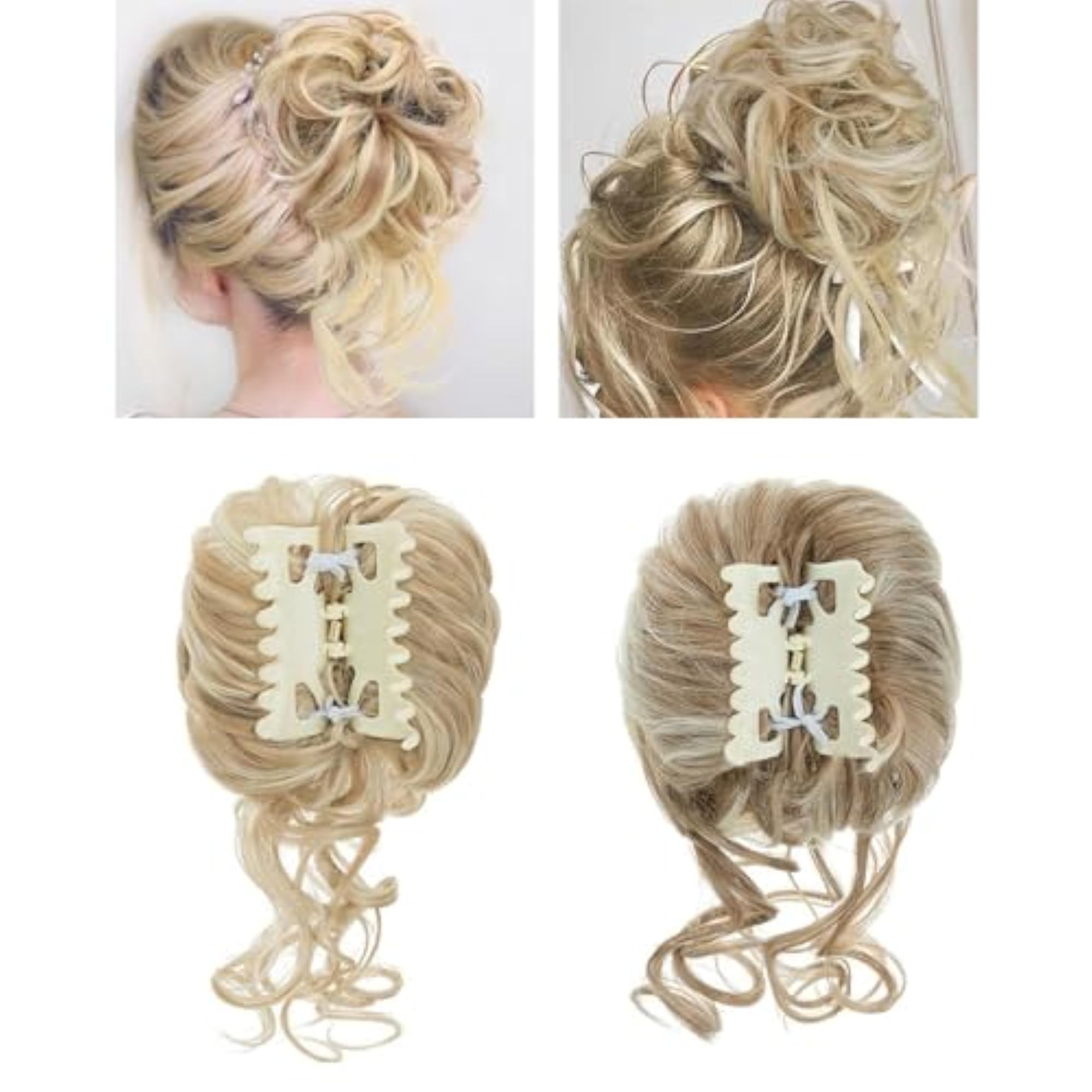 Synthetic Messy Bun Hair Piece for Girls, Brown