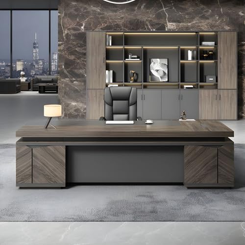 Image of Lakdi The Furniture Co Director & Executive L-Shape Office Table Modern Desk Made in MDF with Side Unit Drawer and Storage, Wire Manager & CPU Storage - Brown - LDL-629