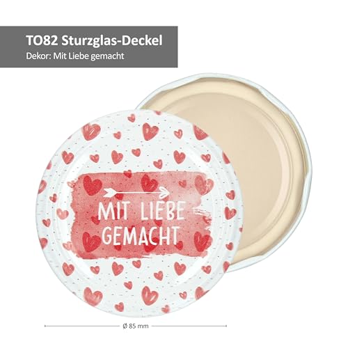 Foto von MamboCat 40er Set Sturzglas 230 ml mit Schraub-Deckel Mit Liebe gemacht I Einmachgläser + TO 82 Deckel mit Diamant-Zucker-Rezept I Vorratsgläser einkochen & konservieren