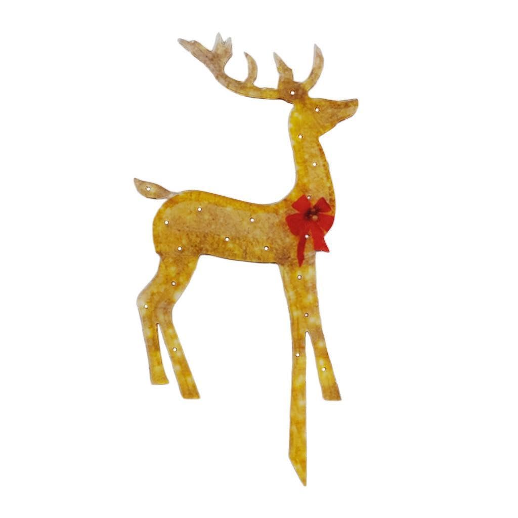 LICHTS®Christmas Deer Yard Ornament with Red Bows Glowing for Outside Garden Home Large |1 Christmas Lighted Reindeer|Home & Garden-image-45