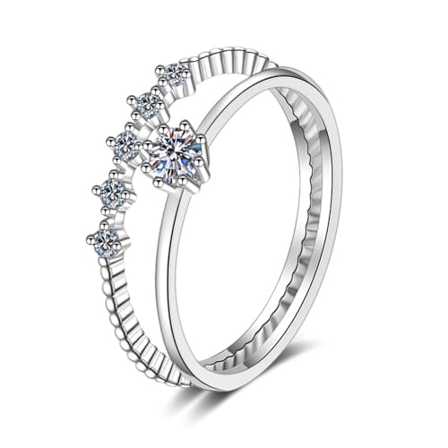 Bague de fiançailles simple moissanite ronde alliance argent 925