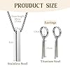 XSDSLS Bar Jewellery Set for Men Stainless Steel Bar Pendant Necklace Bar Earrings Black Silver Bar Pendant with Box Chain Bar Dangle Studs Earrings Birthday Jewellery Gift for Men Women (Black) #1