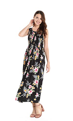 Image of Family Matching Hawaiian Clothes, Hibiscus Black | Black Hibiscus Print • Soft Rayon Fabric • Family Matching Outfits • Vacation Ready • Luau Party Wear