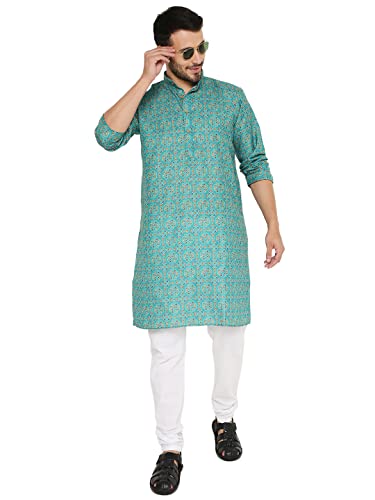 Image of Maharaja Traditional Printed Linen Kurta Pyjama Set for Men