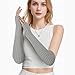 Clothirily Classic Arm Warmers, Fashion Winter Long Fingerless Gloves Knit Mitten Gloves Arm Sleeves for Women with Thumb Hole, Grey