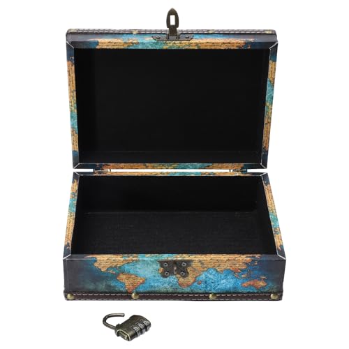 Milisten Caja Decorativa Retro de Madera Estilo Vintage Pequeña, Joyero Multifuncional Cerradura para Organizar Joyas y Cosméticos, Contenedor Práctico para Escritorio y Hogar