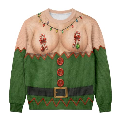 Candy Cane Bust Green Elf Sweatshirt