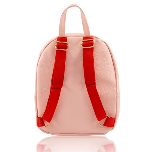 Image of Fast Forward Strawberry Shortcake Unisex 10 inch H x 8 inch W x 0.75 inch D Mini Daypack Backpack, Cute PU Leather Strawberry Shortcake Bookbag & Purse, Officially Licensed, Adjustable Straps