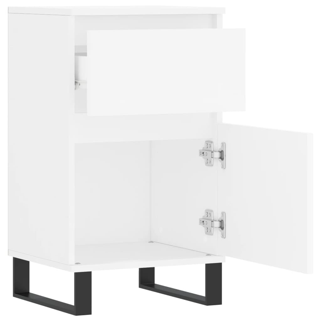 Credenze 2 Pezzi Bianche in Legno Multistrato 40x35x70 cm con Gambe in Ferro, Ampio Spazio Portaoggetti per Oggetti Decorativi e Oggetti di Uso Quotidiano, Design Senza Tempo