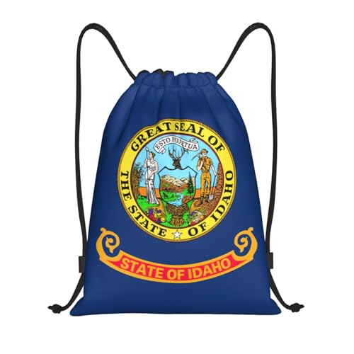 Idaho state flag print Drawstring String Backpack Cinch Sack Sport Gym Bags for Yoga Traveling Outdoor Sports