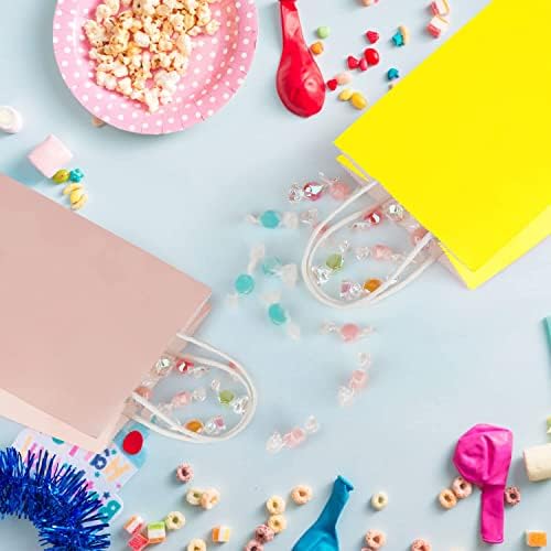 OWill 30 Pcs Party Bags, 8 Colors Gift Bags with HandlesKraft Paper Party Bags for Kids PartyBirthday, Wedding, Party Supplies -16×8×22 cm