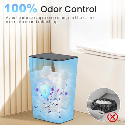 Image of 3 Pack 4 Gallon Bathroom Small Trash Can with Lid, 15L Slim Garbage Bin Wastebasket with Pop-Up Lid for Bedroom, Office, Kitchen, Dorm, Fits Under Desk