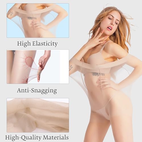 Large Size 40D Women's Sheer Tights, High Waist Pantyhose for Women, Anti-Snagging Stockings (1 Pair)2