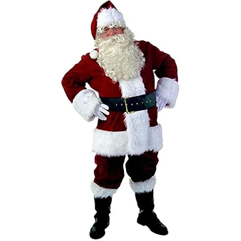 SMINNG 7PCS Men's Santa Claus Costume, Adult Velvet Santa Claus Costume with Christmas Fancy Dress 5XL Cover
