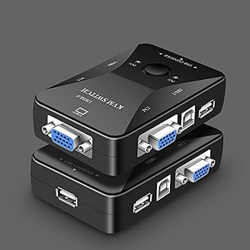KVM Switch, 2 Port VGA USB, Console 2-in-1 Out, with Button Control for Keyboard Mouse Display-image-32