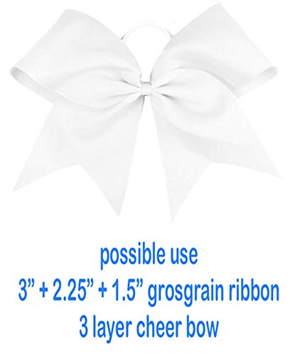 Q-Yo 2.25"-3" Grosgrain Fabric Ribbon For Cheer Bow, Gift Package Wrapping, Floral Design, Hair Clip, Sewing, Wedding Bridal Bouquet Decor..(20Yd 3" Grosgrain, White) #TOP1