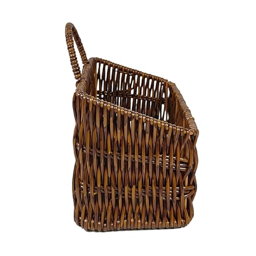 Sosoport Cesta Colgante de Pared Tejida de Plástico Imitación Mimbre Ventilada para Cocina, Organizador Compacto para Frutas, Verduras, Ajo y Jengibre, Solución de Almacenamiento