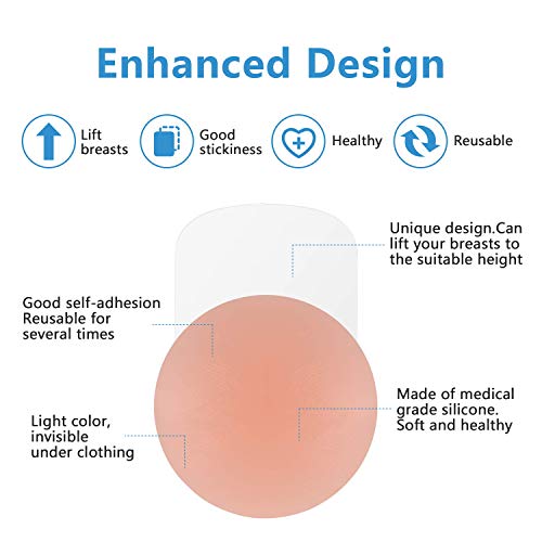 Adhesive Bra, Breast Lift Tape Silicone Push Up Nippleless Covers Breast Lift Pasties (Round)3