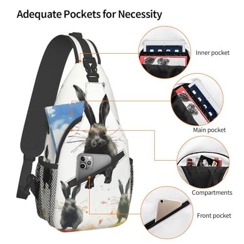 Bolso bandolera unisex con diseño de conejos para exterior miniatura 4