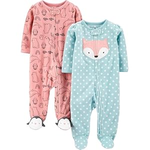 Simple Joys by Carter’s Baby Girls’ Fleece Footed Sleep and Play, Pack of 2