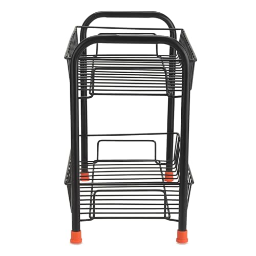 Image of Zepdos Metal 2 Tier Kitchen Storage Rack | Counter Organizer Shelf, Spice Rack for Kitchen, Utensil Stand | Rust Resistant Heavy Duty Wire Basket Rack | Countertop Rack Organizer (Black)