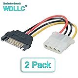 15-Pin SATA Male to Molex LP4 Female Power IDE Cable 6-Inch (2 Pack) - WDLLC