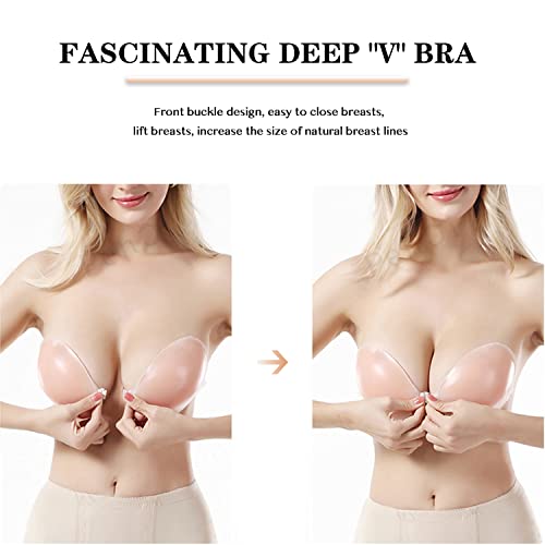 Swemned Adhesive Bra Strapless Sticky Invisible Push Up Silicone Bra For Backless Dress With Nipple Covers Sticky Bra Pink #TOP3