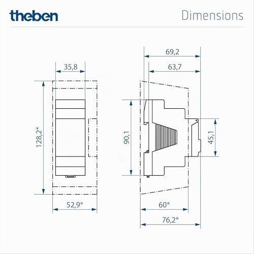 Interrupteur horaire numérique Theben TR610 Top 3 e rail DIN 2 modules