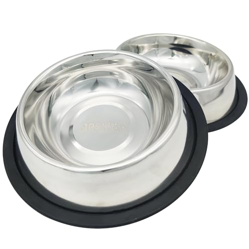 BPS® - 2 ciotole per cibo e acqua, in acciaio inox, per cani, gatti e animali domestici, 3 misure disponibili (15,5 cm, 18 cm, 19 cm di diametro), BPS-5501, BPS-5502, BPS-5503, 19 cm