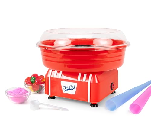 Image of Kool-Aid Cotton Candy Machine - Fun Cotton Candy Machine for Kids with 2 Reusable Cones, 1 Sugar Scoop, and 1 Extractor Head - Red