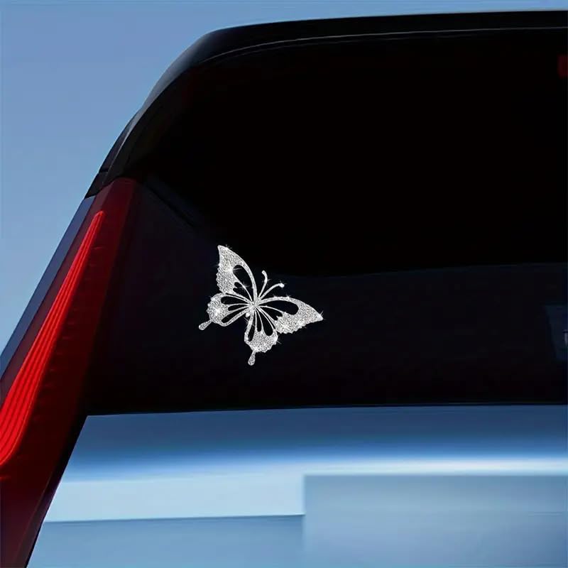 2PCS Sparkling Butterfly Self-Adhesive PVC Rainbow Glittery Decal Sticker for Cars, Laptops, Trucks, Motorcycles Wall Window Luggage Scratch Cover Door Multi-Surface Decor Sticker - Image 5