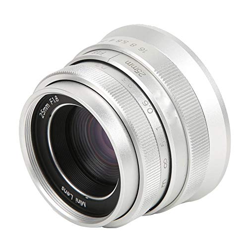 S erounder 25mm F1.8 Mark II Focus Manual Fixed Lens,Alloy Optical Glass F1.8-F16 Large Aperture Fixed-Focus Manual Operation MF UMC Coating Camera Lens(for Fuji FX Mount)