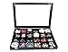 Wuligirl Clear Lid 24 Grid Jewelry Box Case Organizer Showcase Stackable Display Jewelry Removable Black Velvet with Lock (24 Grid Box)