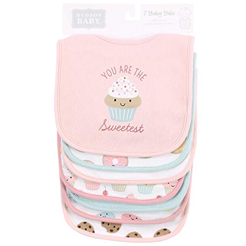 Image of Hudson Baby Unisex Baby Cotton Bibs, Sweetest Cupcake, One Size