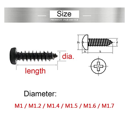 Tornillo autorroscante pan cabeza Phillips M1.4 x 10mm 500 unidades miniatura 4