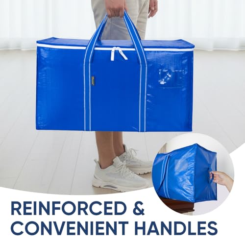 Image of BALEINE 8-Pack Oversized Moving Bags with Reinforced Handles, Heavy-Duty Storage Tote for Clothes, Moving Supplies (Royal Blue, 8-Pack)