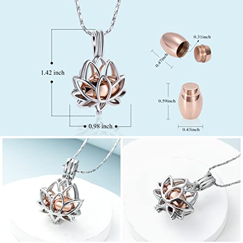 Imrsanl Cremation Jewelry For Ashes - Lotus Flower Ashes Pendant Necklace With Mini Keepsake Urn Memorial Ash Jewelry (Rose Gold) #TOP1