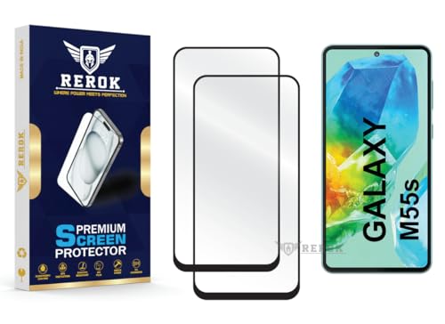 Image of Gorilla Tempered Glass Screen Protector Compatible with Samsung Galaxy M55s [Pack of 2] | Edge-to-Edge, Bubble-Free, Case Friendly, Easy Installation Kit