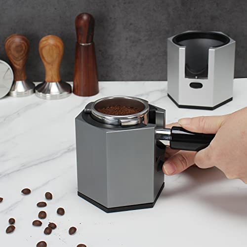 Dibtsa Coffee Portafilter Holder,Espresso Tamping Station Aluminum Alloy Espresso Portafilter Stand For Most 51Mm, 53Mm, 54Mm, 58Mm Coffee Portafilter (Hexagon,Grey) #TOP2