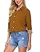 Zeagoo Women's Long Sleeve Casual Polka Dot Button Up Office Blouse Shirt Top Coffee Large