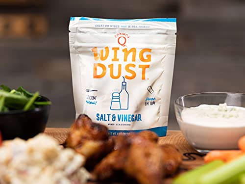 Kosmos Q Salt & Vinegar Wing Dust - 8 Oz Bag for Wings, Popcorn & More - Dry BBQ Wings Rub with Savory Salt & Tangy Vinegar for Mouth-Watering Flavor (Salt & Vinegar)