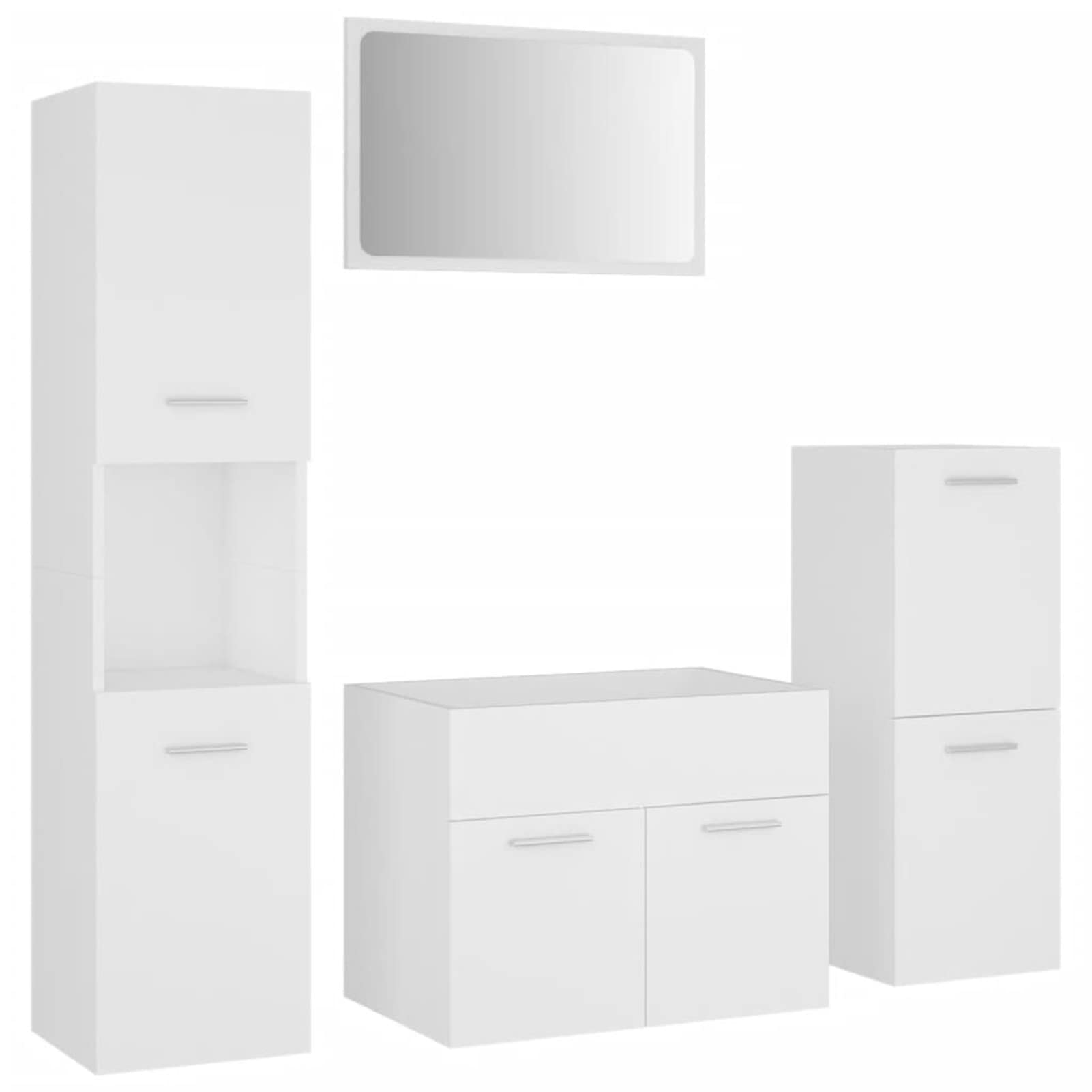 Homgoday Set Mobili da Bagno Bianco in Truciolato, Credenza Armadio Armadietto da Pavimento per Bagno Mobiletto Portaoggetti Ripiani Armadio di Stoccaggio per Camera Ufficio k