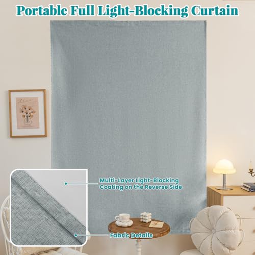 Image of 100% Blackout Adhesive Blackout Curtains- Self Stick Shades Window Blinds Curtains No Rod Needed Easy to Hang Curtain, Use for Bedroom, Kitchen, Home Office, W52 x L84 inch, 1 Panel, Light Grey