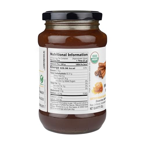 Image of INDIGENOUS HONEY Organic Cinnamon Honey Raw Unfiltered 17.64 oz Glass Jar